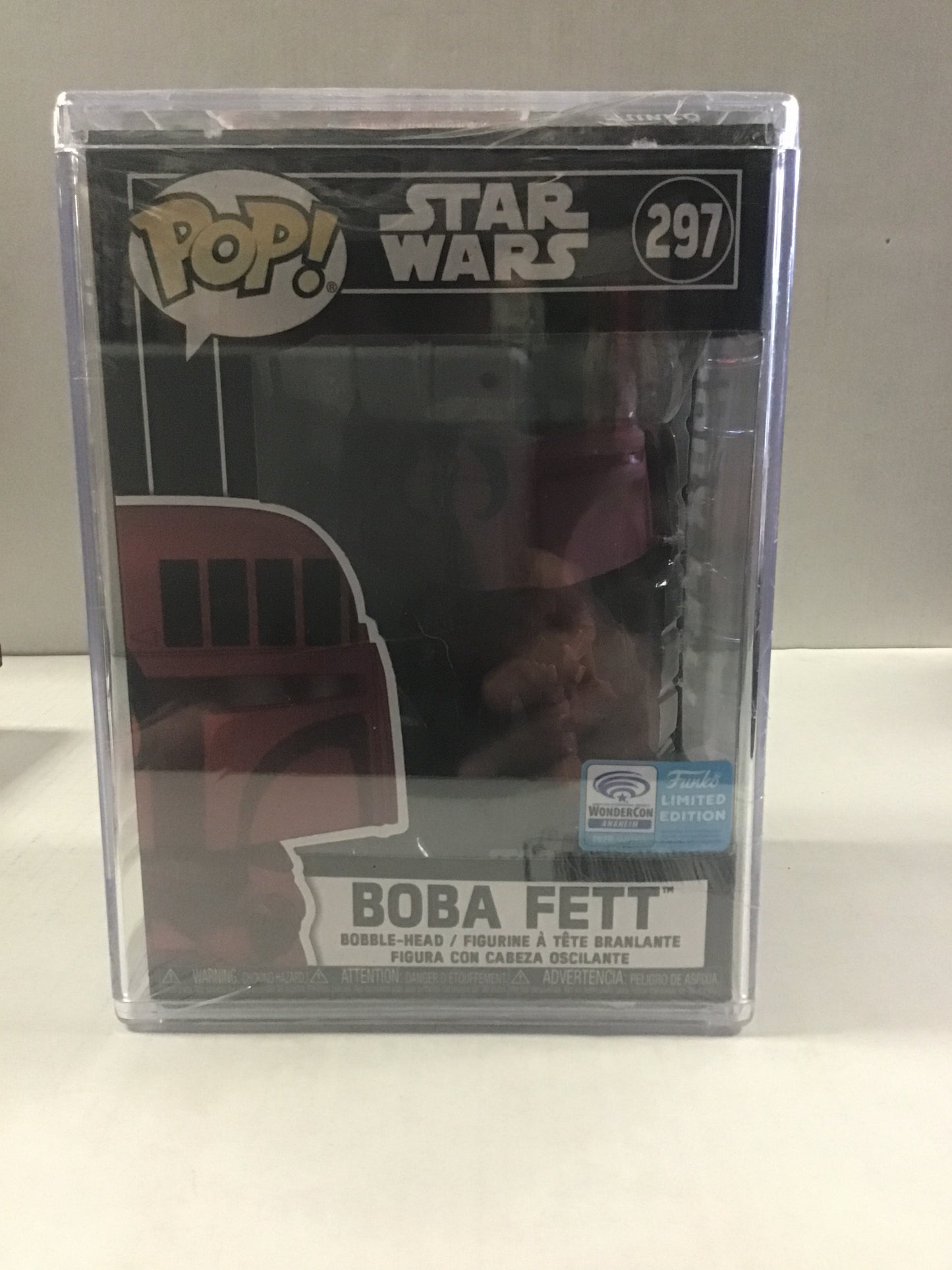 FUNKO POP STAR WARS #297 BOBA FETT LIMITED EDITION (2020 ANAHEIM WONDERCON EXCLUSIVE) ~ SEALED IN HARD PROTECTOR!