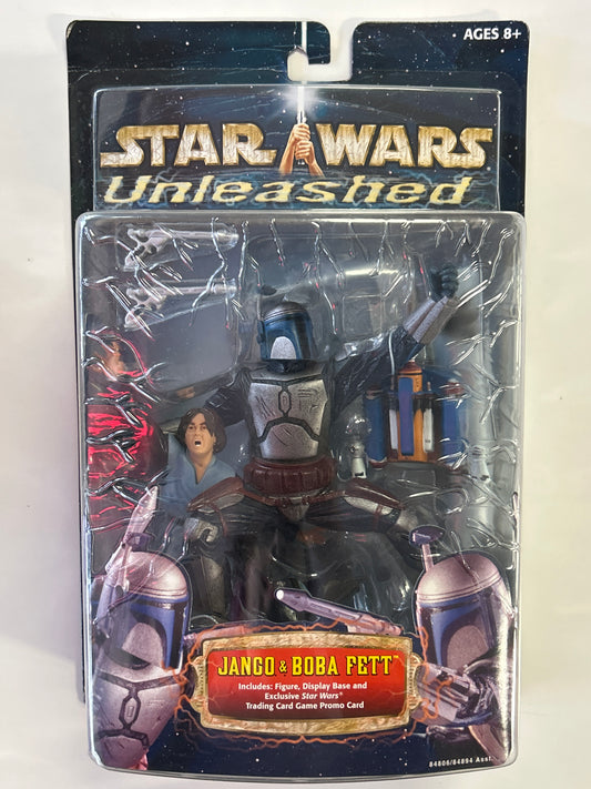 HASBRO STAR WARS UNLEASHED JANGO & BOBA FETT NEW IN FAIR CONDITION BOX (2002)