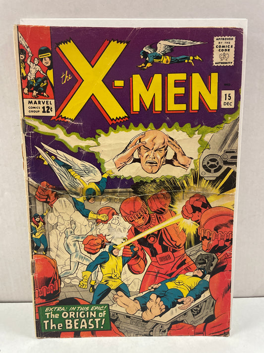 THE X-MEN #15 (1965, EARLY MARVEL SILVER AGE COMIC KEY!) 1st APPEARANCE OF MASTER MOLD! 2nd SENTINELS & BOLIVAR TRASK! GOOD+