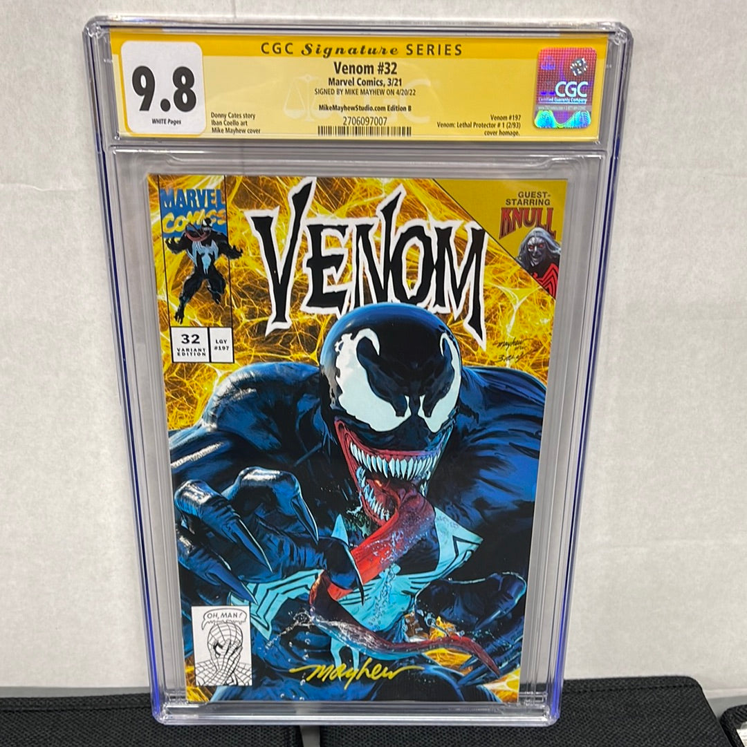 VENOM #32 SS CGC 9.8 (2022, HTF MIKE MAYHEW VARIANT B & SIGNED BY MAYHEW!)