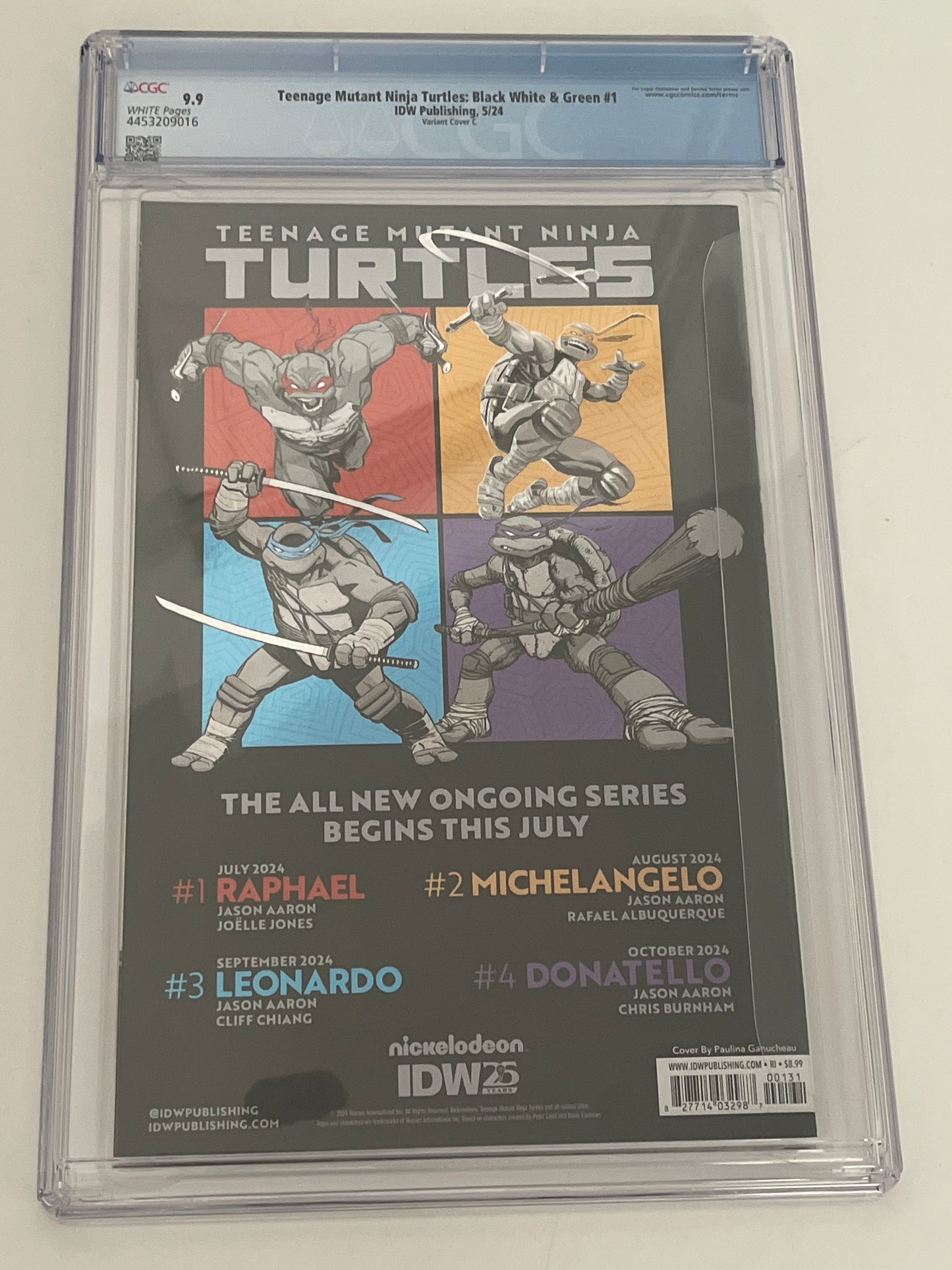 IDW PUBLISHING TEENAGE MUTANT NINJA TURTLES BLACK WHITE AND GREEN #1 VARIANT COVER C CGC 9.9