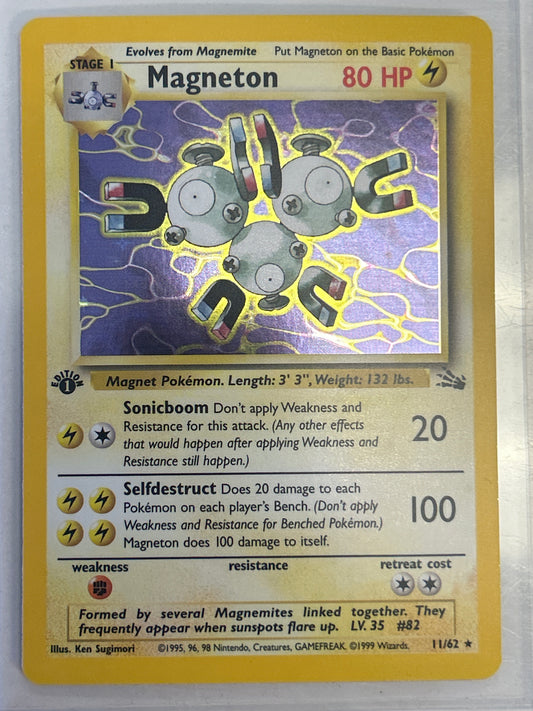 POKÉMON TCG MAGNETON HOLO 11/62 FIRST EDITION NEAR MINT CONDITION