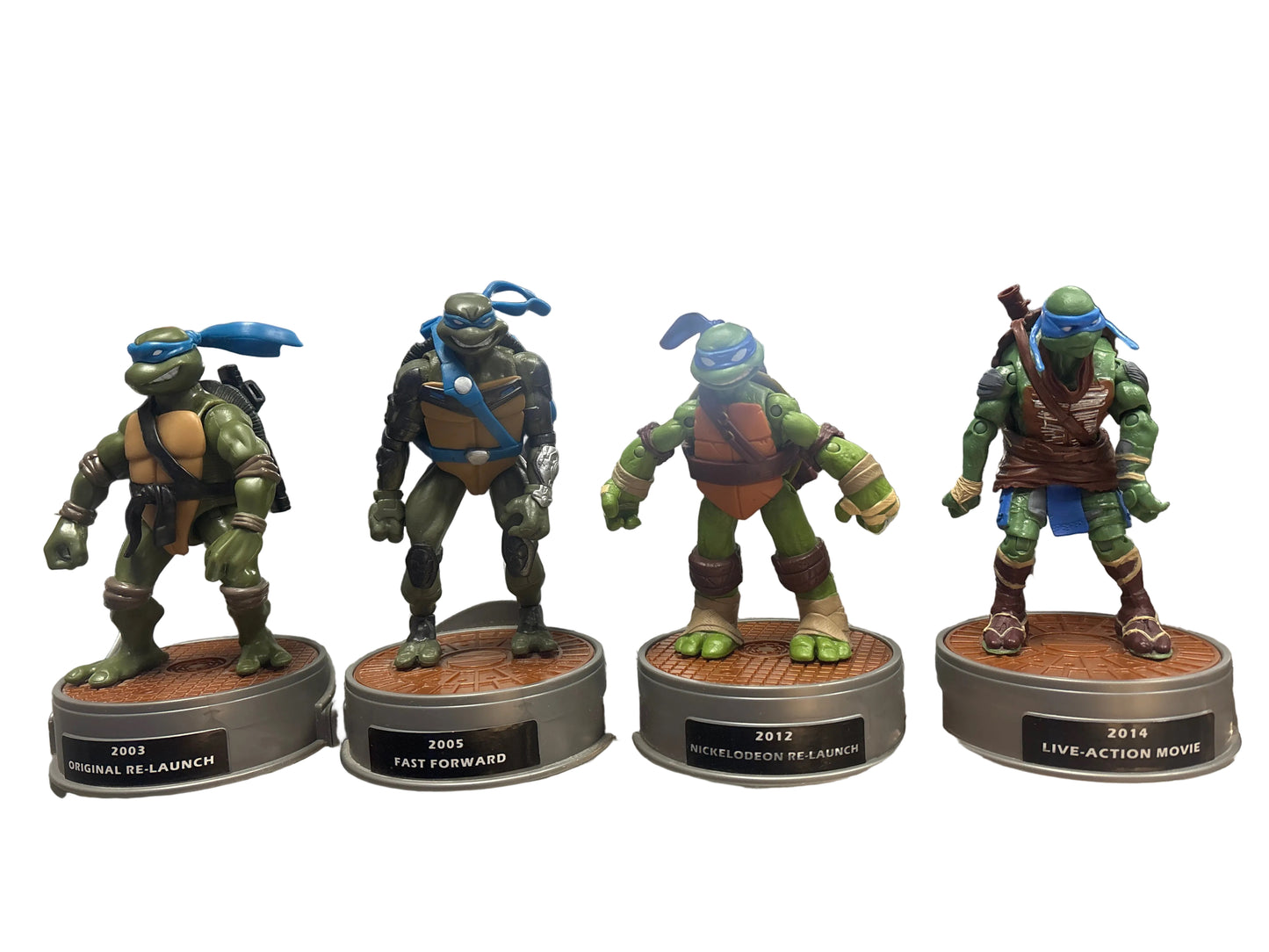 PLAYMATES TMNT HISTORY OF LEONARDO 8 ACTION FIGURE SET LOOSE