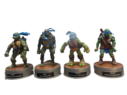 PLAYMATES TMNT HISTORY OF LEONARDO 8 ACTION FIGURE SET LOOSE
