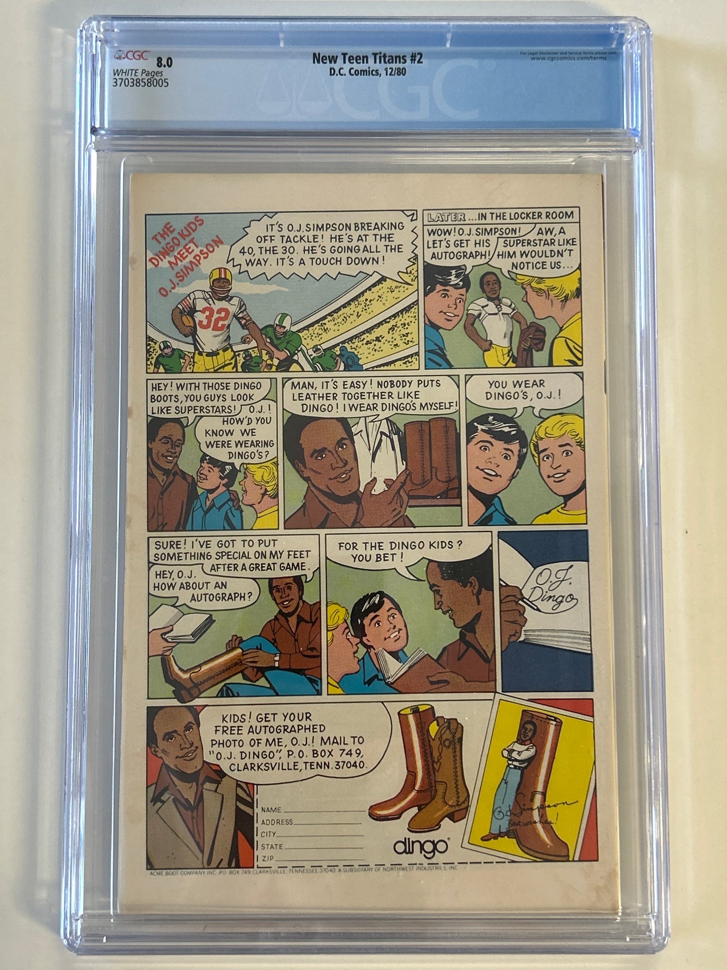 DC COMICS NEW TEEN TITANS #2 CGC 8