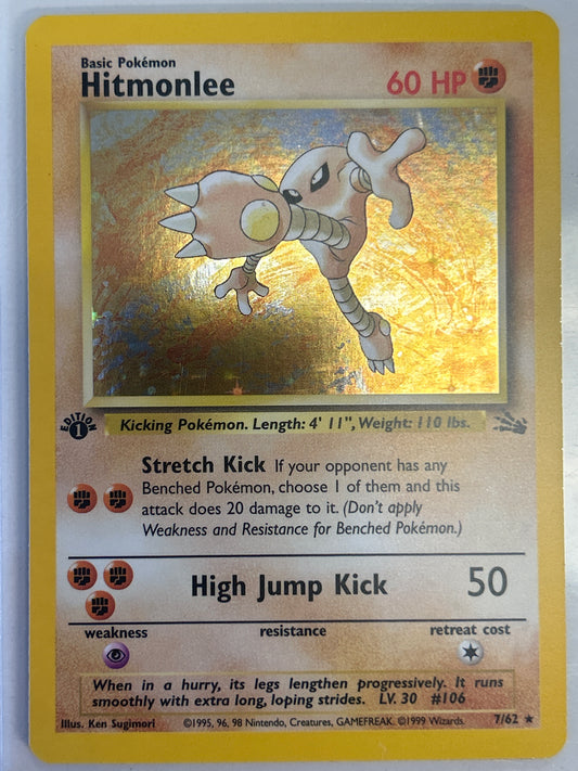 POKÉMON TCG HITMONLEE HOLO 7/62 FIRST EDITION NEAR MINT CONDITION
