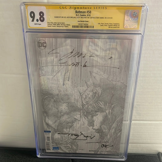 DC COMICS, BATMAN #50 (2018), JIM LEE SKETCH VARIANT, SS CGC 9.8 WP, SIGNED 4x BY: JIM LEE, ALEX SINCLAIR, SCOTT WILLIAMS & TONY DANIEL!!