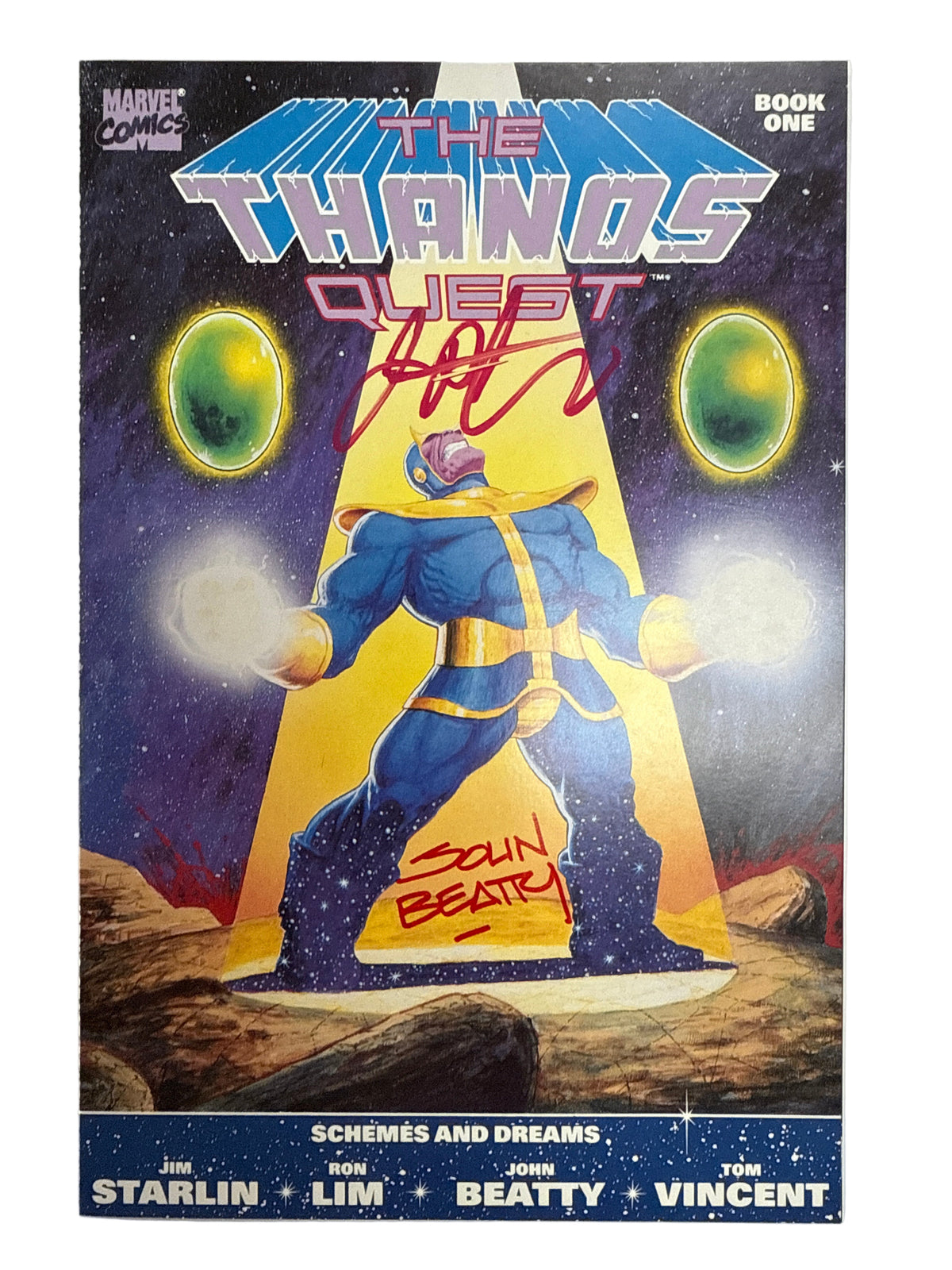 MARVEL COMICS THE THANOS QUEST BOOK ONE SIGNED BY JIM STARLIN AND JOHN BEATTY
