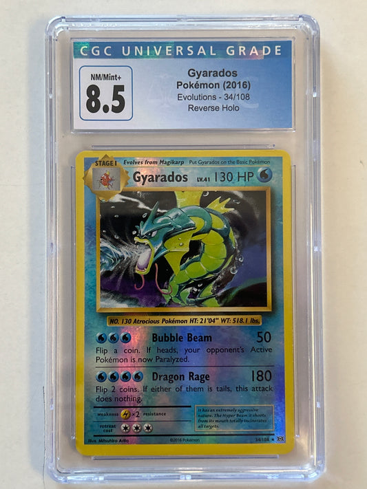 POKEMON TCG GYARADOS REVERSE HOLO XY EVOLUTIONS (2016) CGC MINT 8.5
