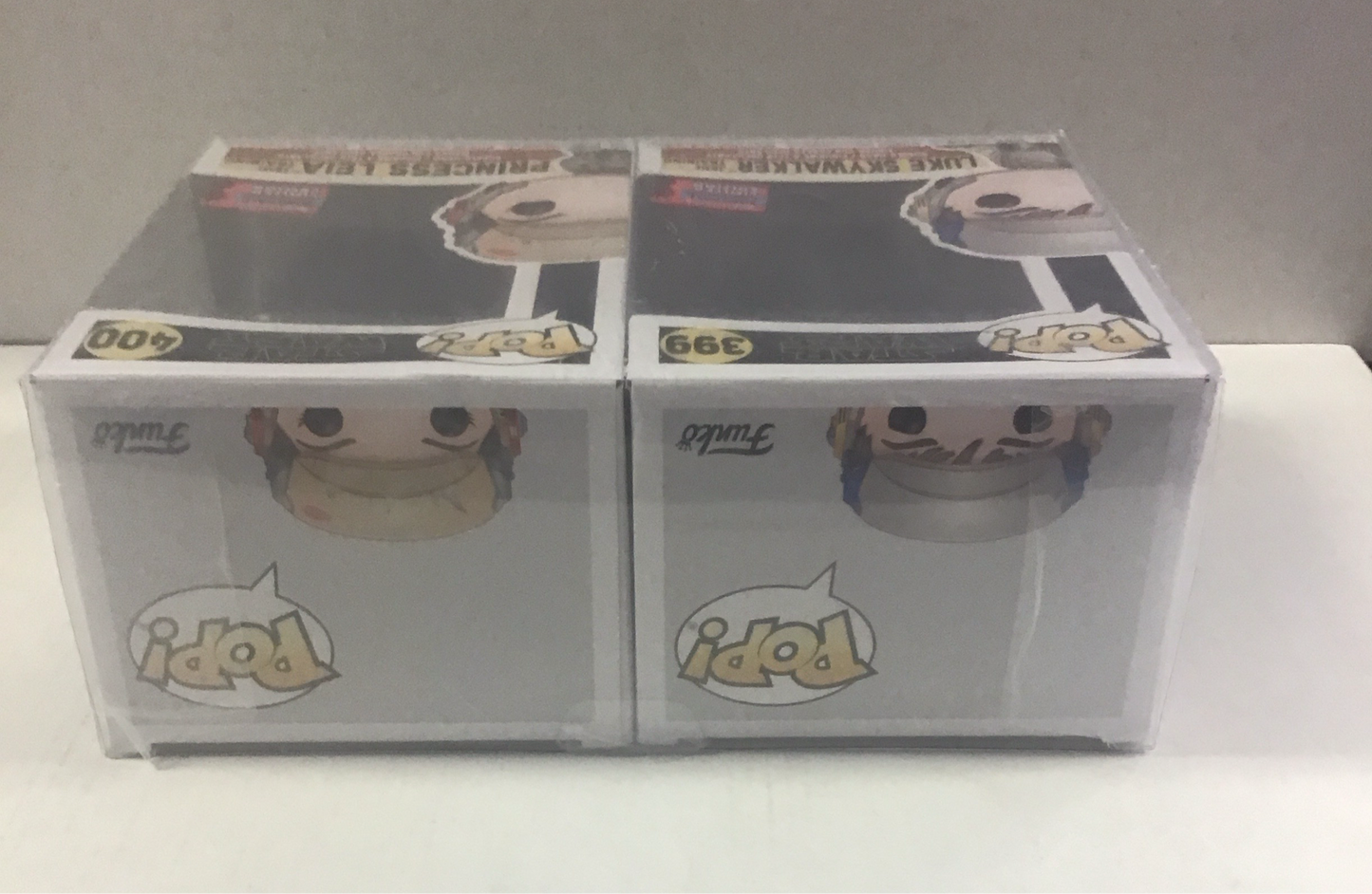 NYCC 2020 LIMITED EDITION STAR WARS JEDI TRAINING FUNKO POPS 2x (#399 LUKE SKYWALKER & #400 PRINCESS LEIA) HTF ~ IN PROTECTOR