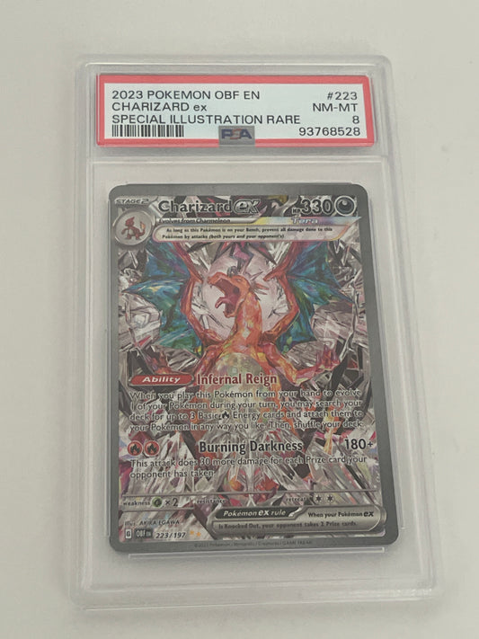 2023 POKEMON OBF CHATIZARD EX SPECIAL ILLUSTRATION RARE PSA 8