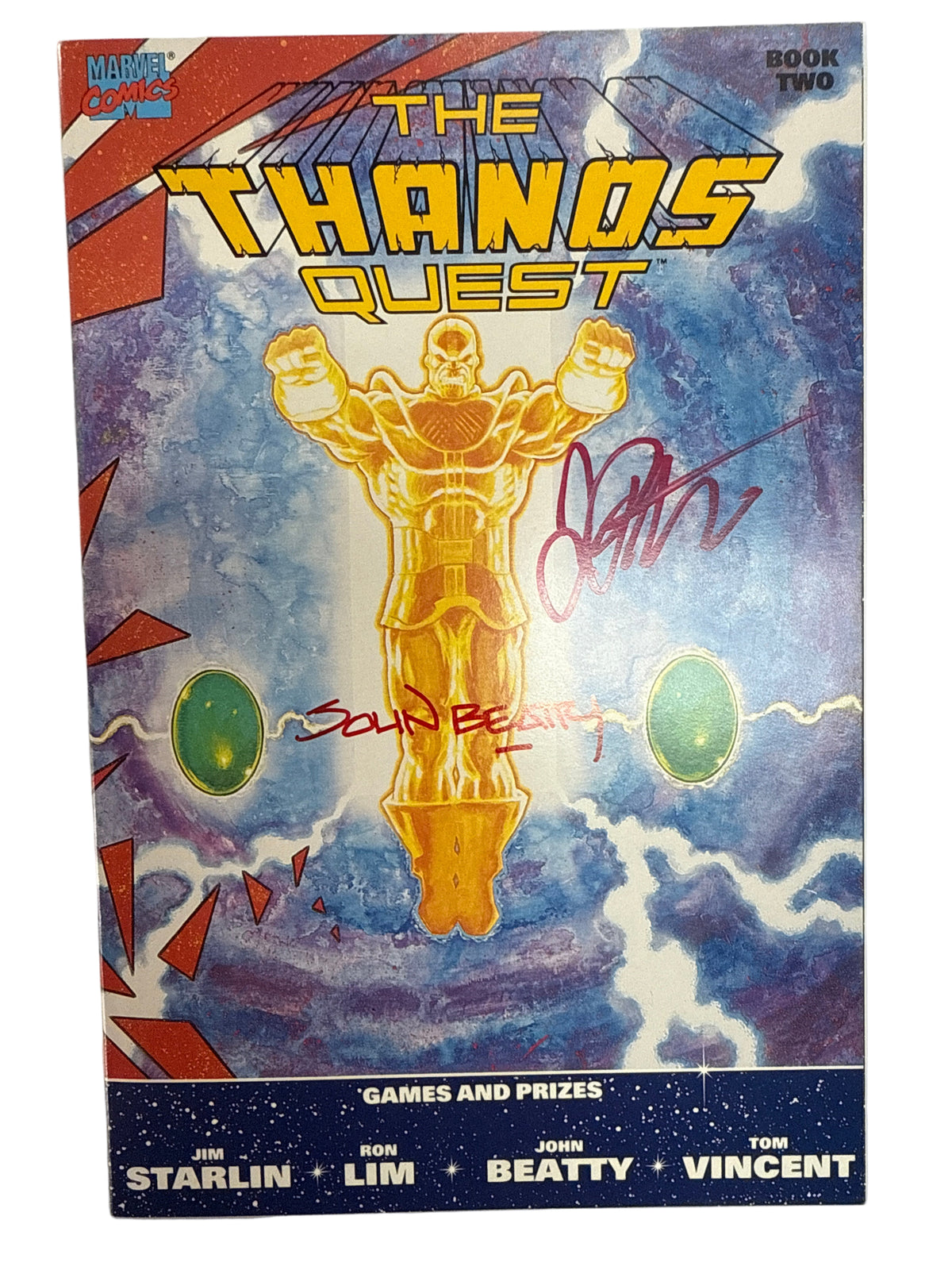 MARVEL COMICS THE THANOS QUEST BOOK TWO SIGNED BY JIM STARLIN AND JOHN BEATTY