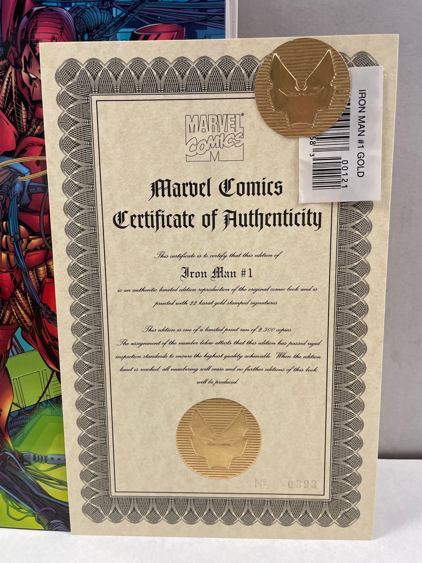 IRON MAN #1 JIM LEE 22k GOLD SIGNATURE VARIANT 1/2500 (1996 VHTF, VF/NM)