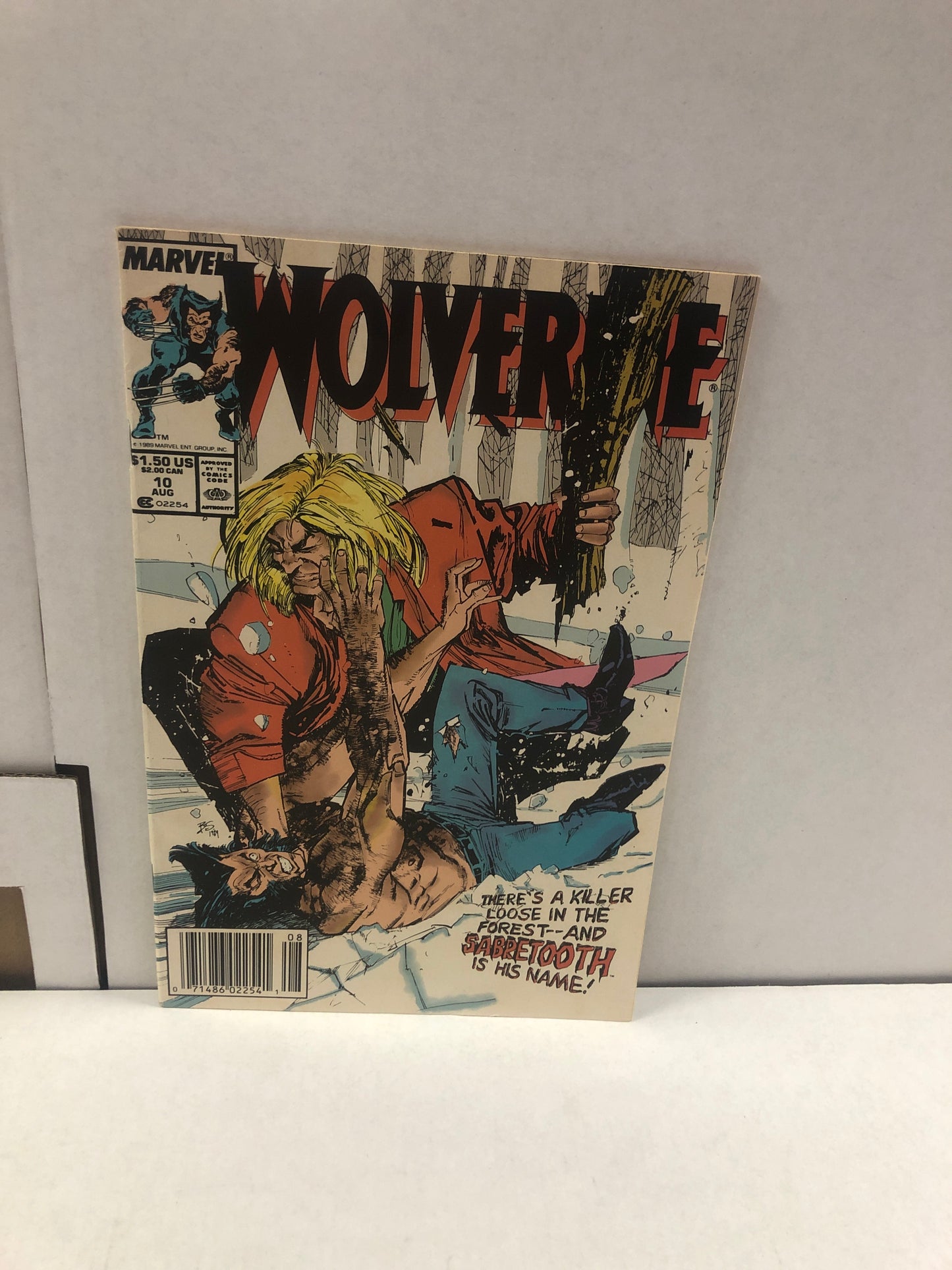 MARVEL COMICS WOLVERINE #10 (1989) NEWSSTAND 1ST APPEARANCE OF SILVER FOX 1ST TIME SABRETOOTH APPEARS IN WOLVERINE SERIES VF/NM OFF WHITE PAGES