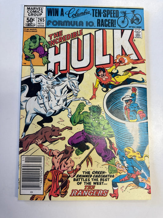MARVEL COMICS INCREDIBLE HULK #265 the rangers  1981