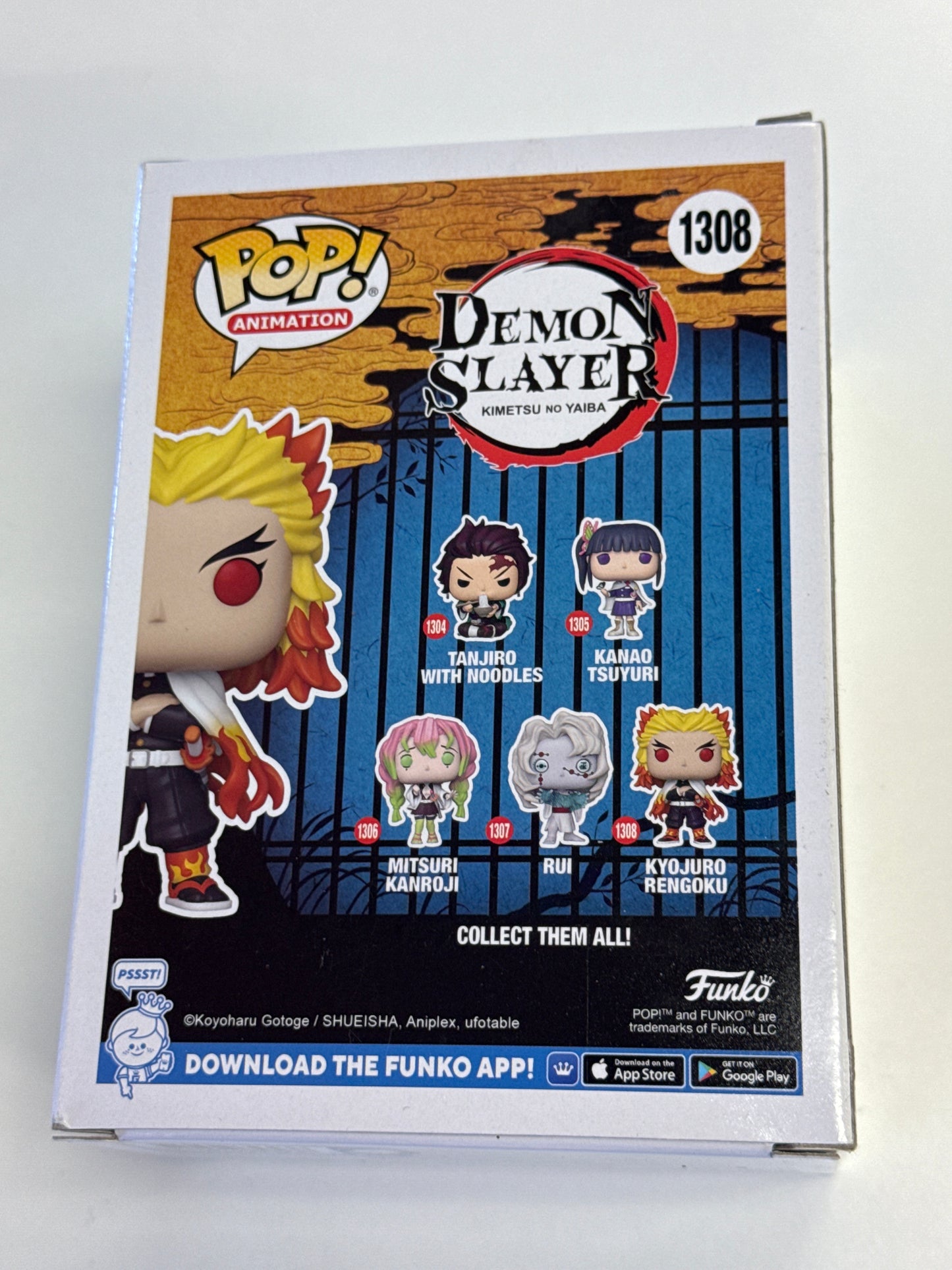 FUNKO POP ANIMATION DEMON SLAYER KYOJURO RENGOKU 1308 GOOD CONDITION IN BOX