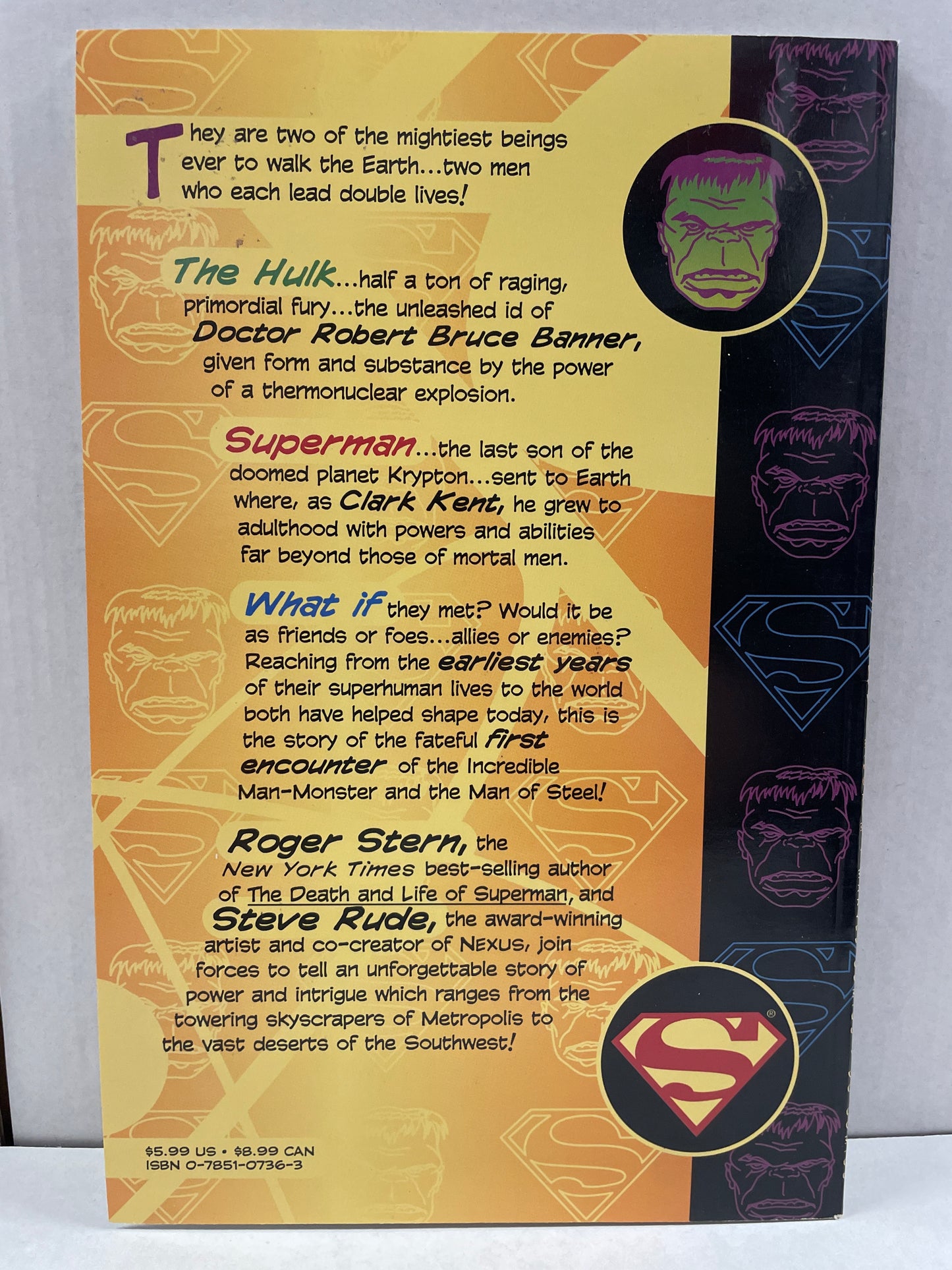 INCREDIBLE HULK VERSUS SUPERMAN TPB (1999 1st PRINT, MINTY!!) HTF