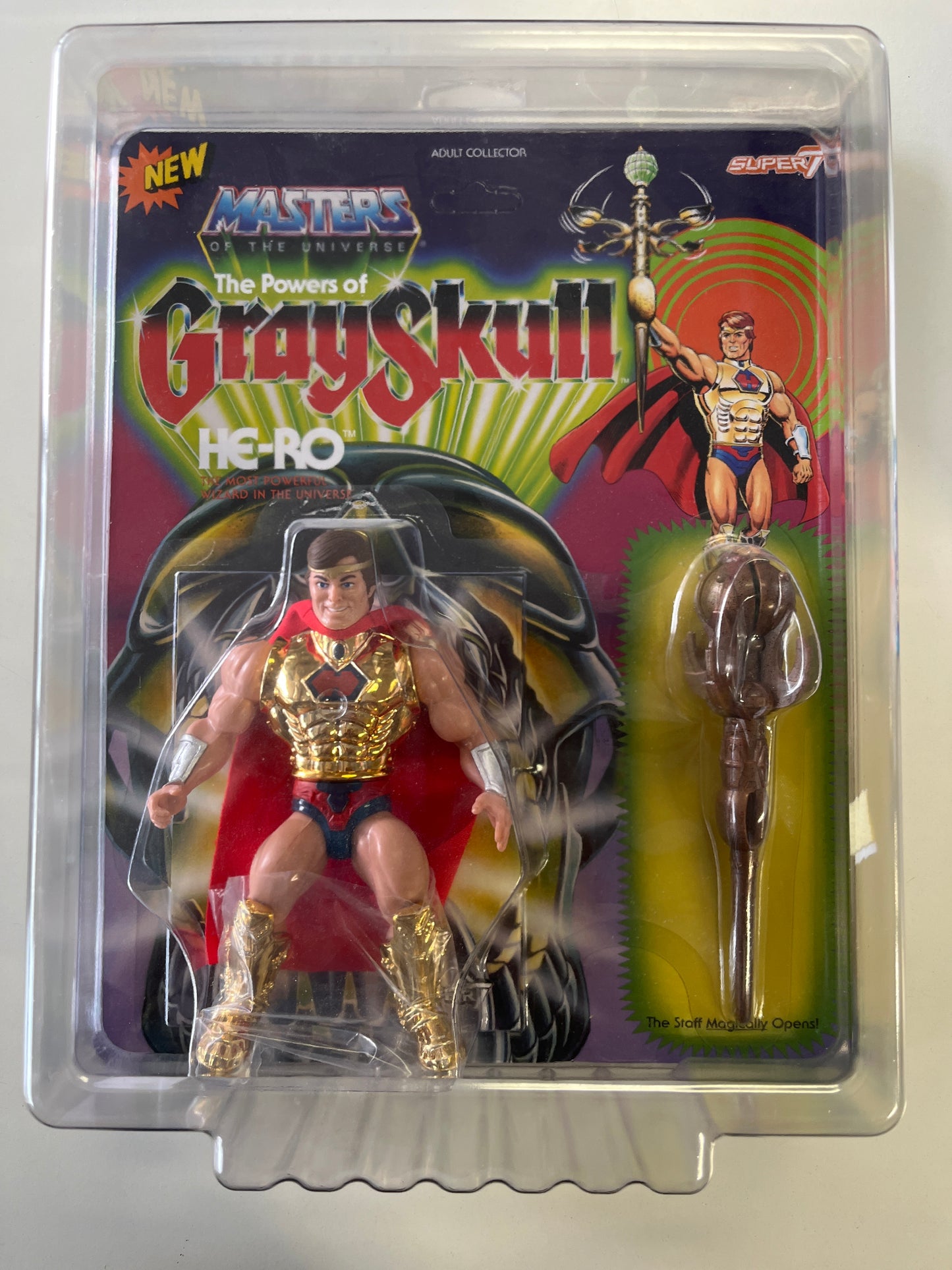 MASTERS OF THE UNIVERSE THE POWERS OF GRAYSKULL HE-RO THE MOST WIZARD IN THE UNIVERSE