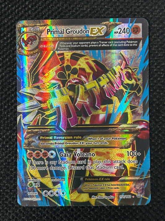 POKÉMON TRADING CARD GAME PRIMAL GROUDON EX FULL ART 151/160 LIGHT PLAY CONDITION