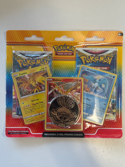 POKEMON TCG ARTICUNO, ZAPDOS, MOLTRES 3 PROMO 2 PACK BLISTER