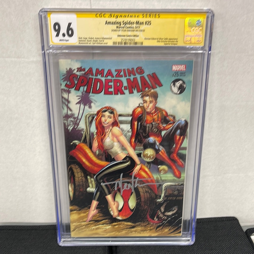 AMAZING SPIDER-MAN #25 SS CGC 9.6 (2017, BIG SPIDEY KEY! HTF TYLER KIRKHAM VARIANT & SIGNED BY KIRKHAM!)