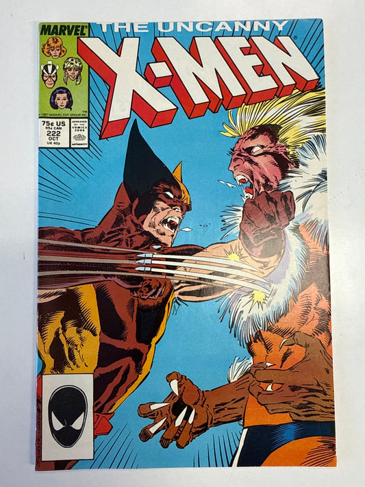 MARVEL COMICS UNCANNY X-MEN #222 SABERTOOTH VS WOLVERINE Round 2 KEY BOOK!
