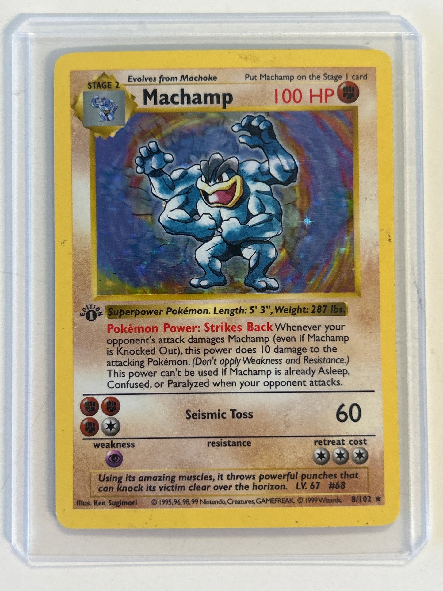 POKÉMON TCG MACHAMP 1ST EDITION HOLO SHADOWLESS 8/102 NEAR MINT CONDITION