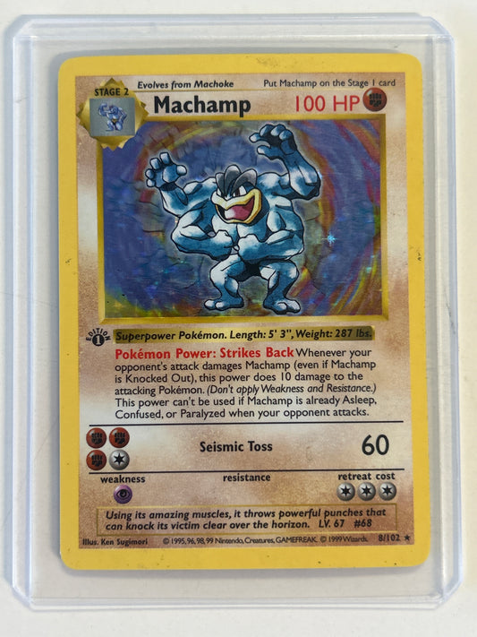 POKÉMON TCG MACHAMP 1ST EDITION HOLO SHADOWLESS 8/102 NEAR MINT CONDITION