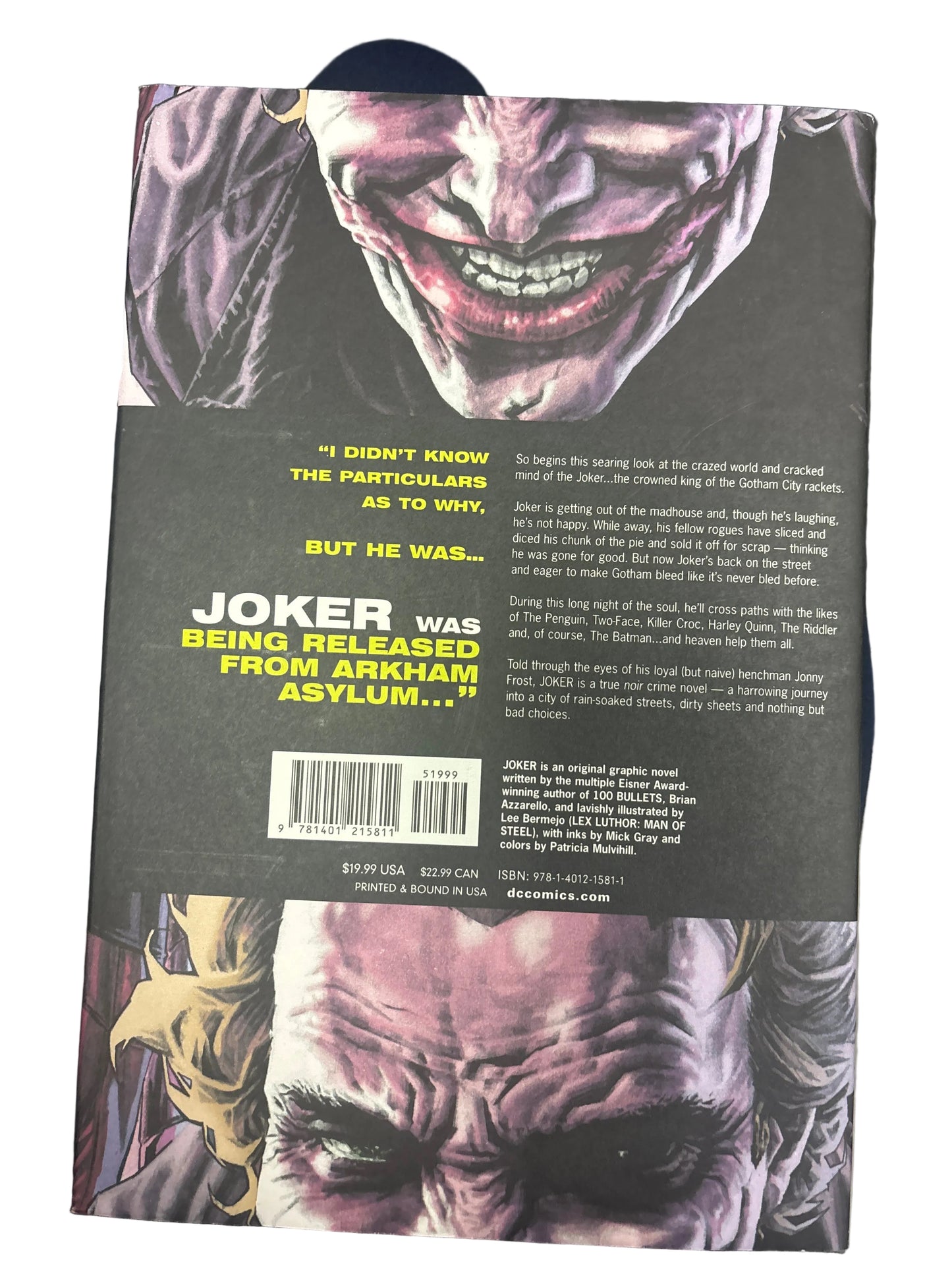 DC COMICS JOKER BY BRIAN AZZARELLO HARDCOVER SIGNED