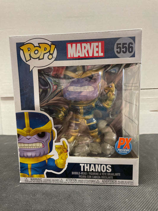 MARVEL FUNKO POP THANOS #556 (2019, CORNER BUMP) PX PREVIEWS EXCLUSIVE