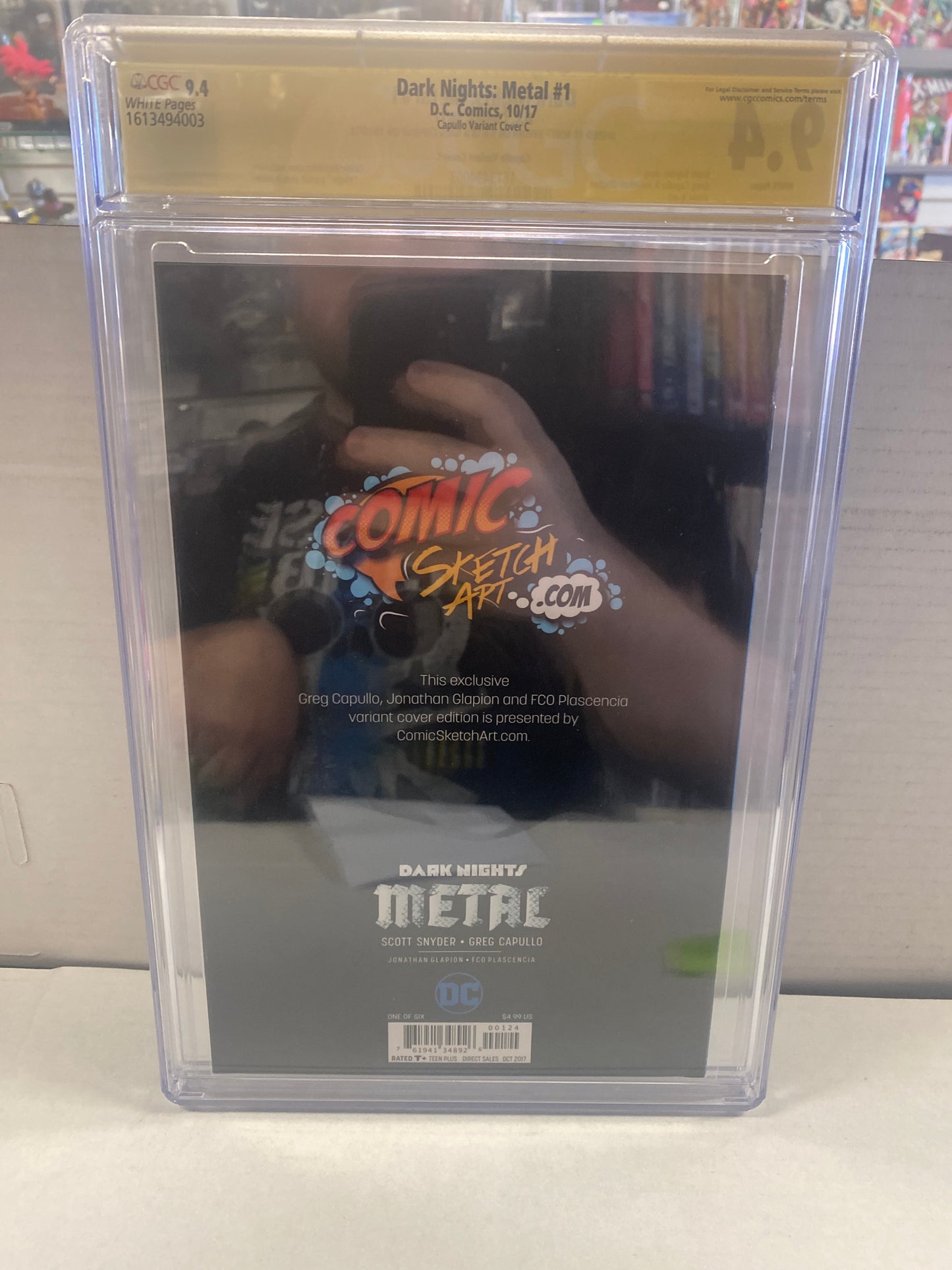 DC COMICS DARK NIGHTS METAL #1 CAPULLO VARIANT COVER C COMICSKETCHART.COM SIGNED BY SCOTT SNYDER AND GREG CAPULLO EXCLUSIVE SS CGC 9.4 WP