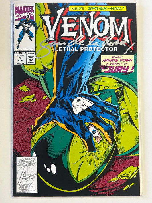 MARVEL COMICS VENOM LETHAL PROTECTOR #3 (1993) SIGNED SAM DE LA ROSA NEAR MINT CONDITION