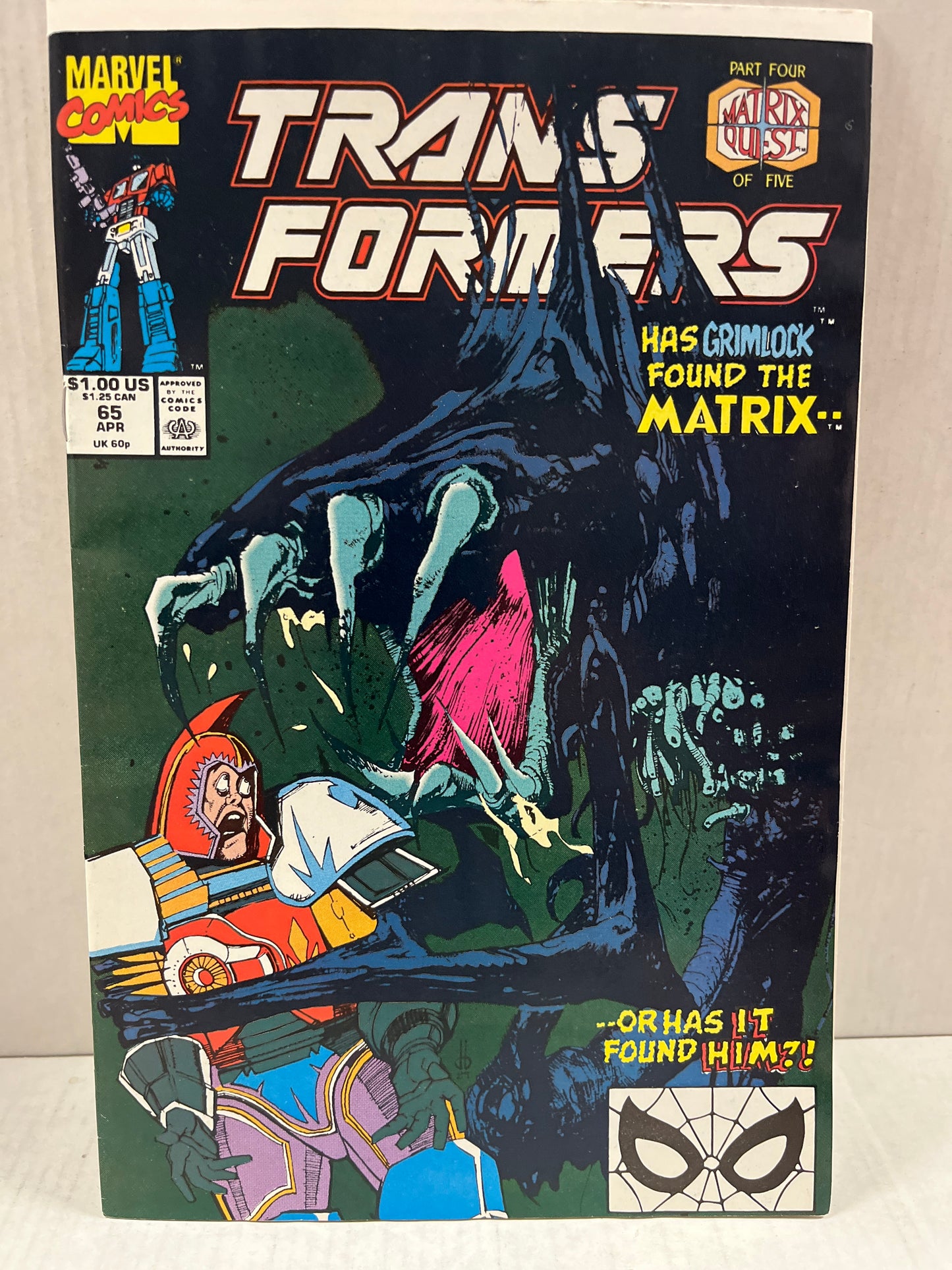 TRANSFORMERS #65 VF BEAUTY! HTF LOW PRINT COMIC! (1990, GRIMLOCK COVER)