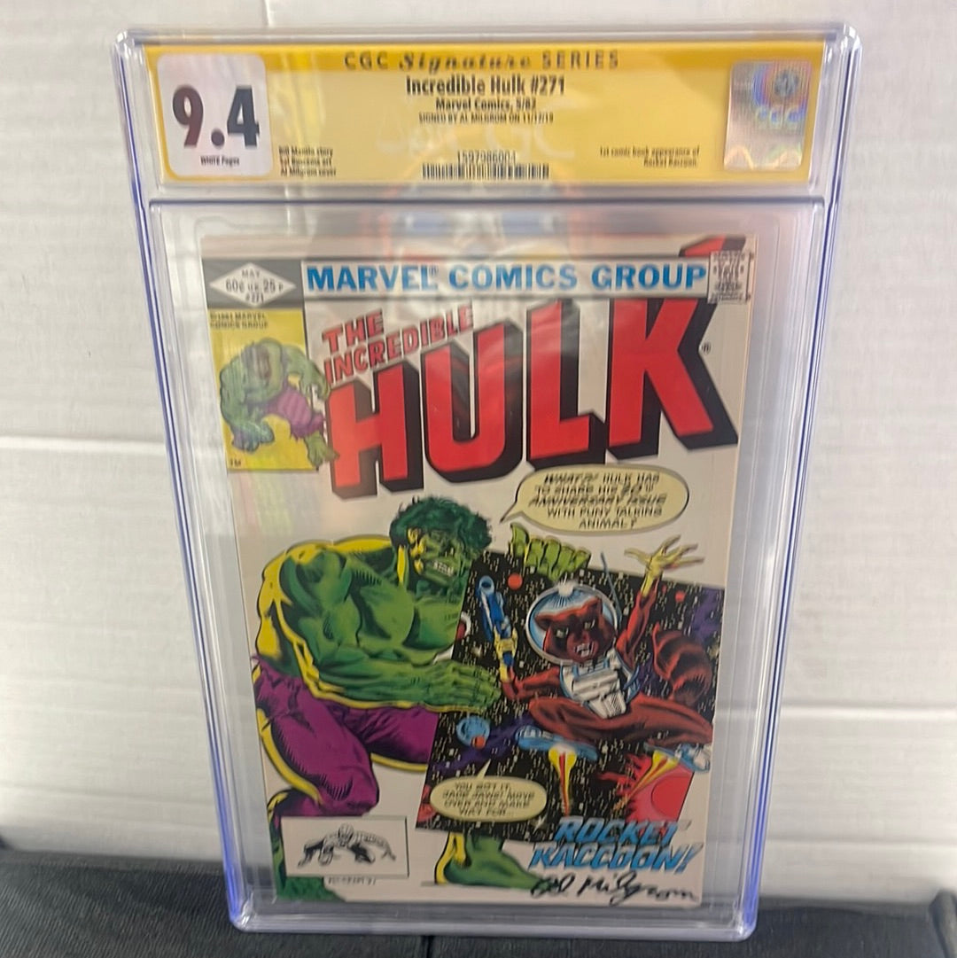 MARVEL COMICS, THE INCREDIBLE HULK #271 (1982), SS CGC 9.4 WP, SIGNED BY AL MILGROM!