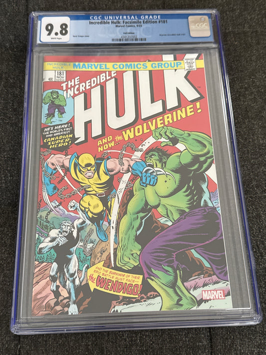 MARVEL COMICS INCREDIBLE HULK #181 FACSIMILE SIGNED BY CGC 9.8