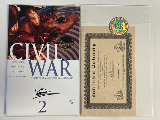 MARVEL COMICS CIVIL WAR #2 SIGNED BY DEXTER VINES NEAR MINT CONDITION