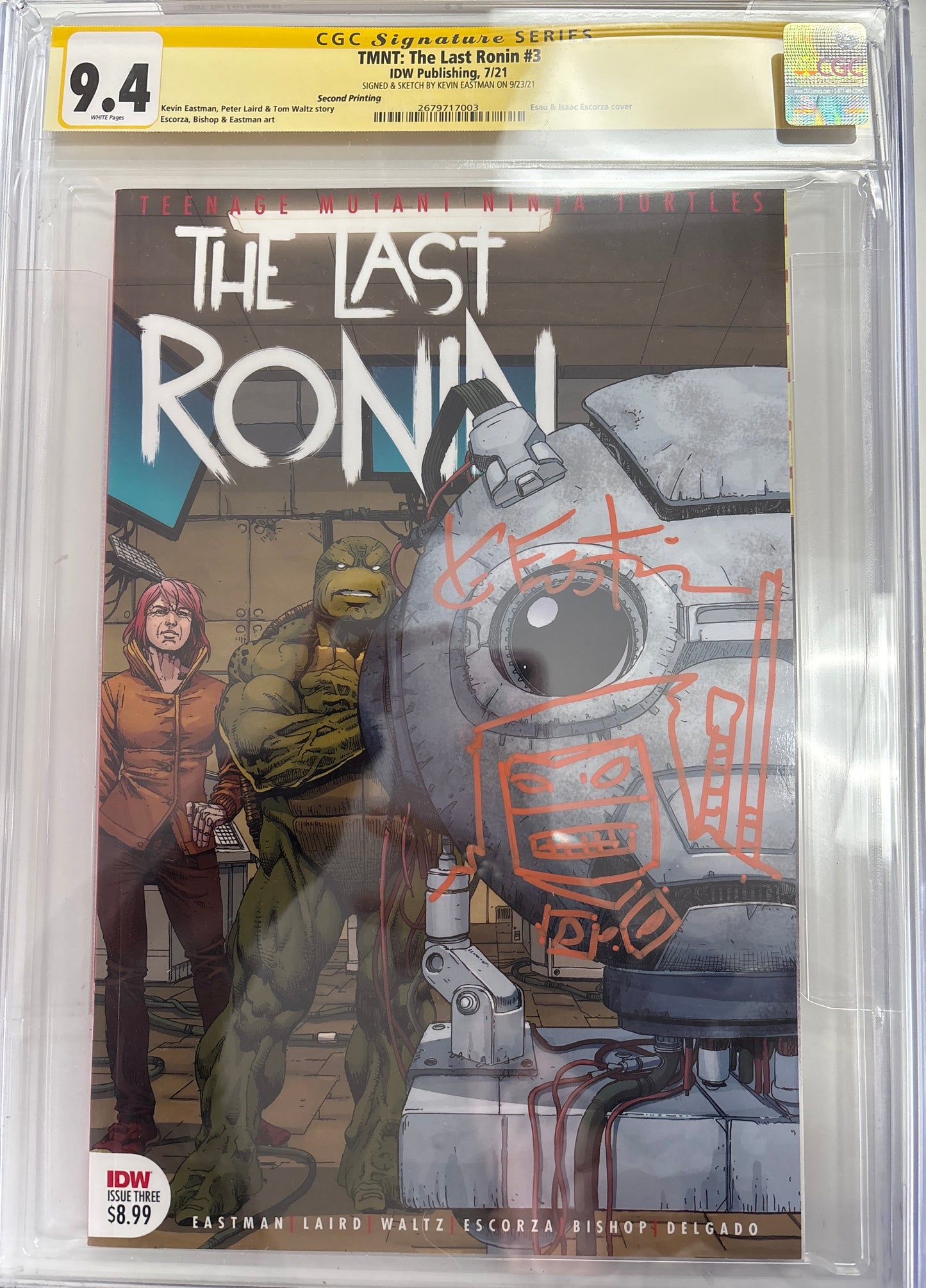 CGC SIGNATURE SERIES 9.4 IDW PUBLISHING TMNT THE LAST RONIN #3 7/21 SIGNED & SKETCH BY KEVIN EASTMAN