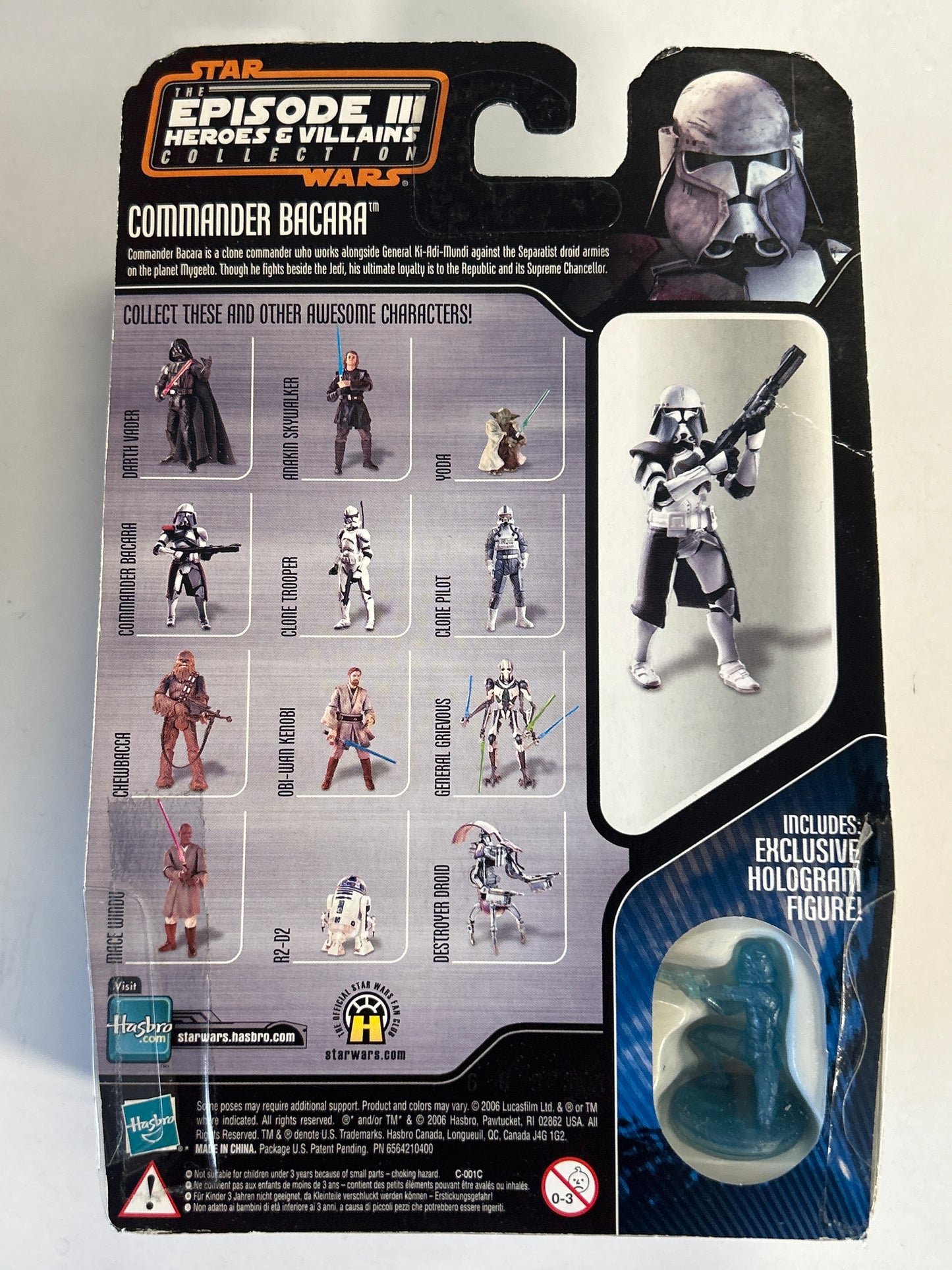 HASBRO STAR WARS COMMANDER BACARA EPISODE III HEROES & VILLAINS COLLECTION (2006)