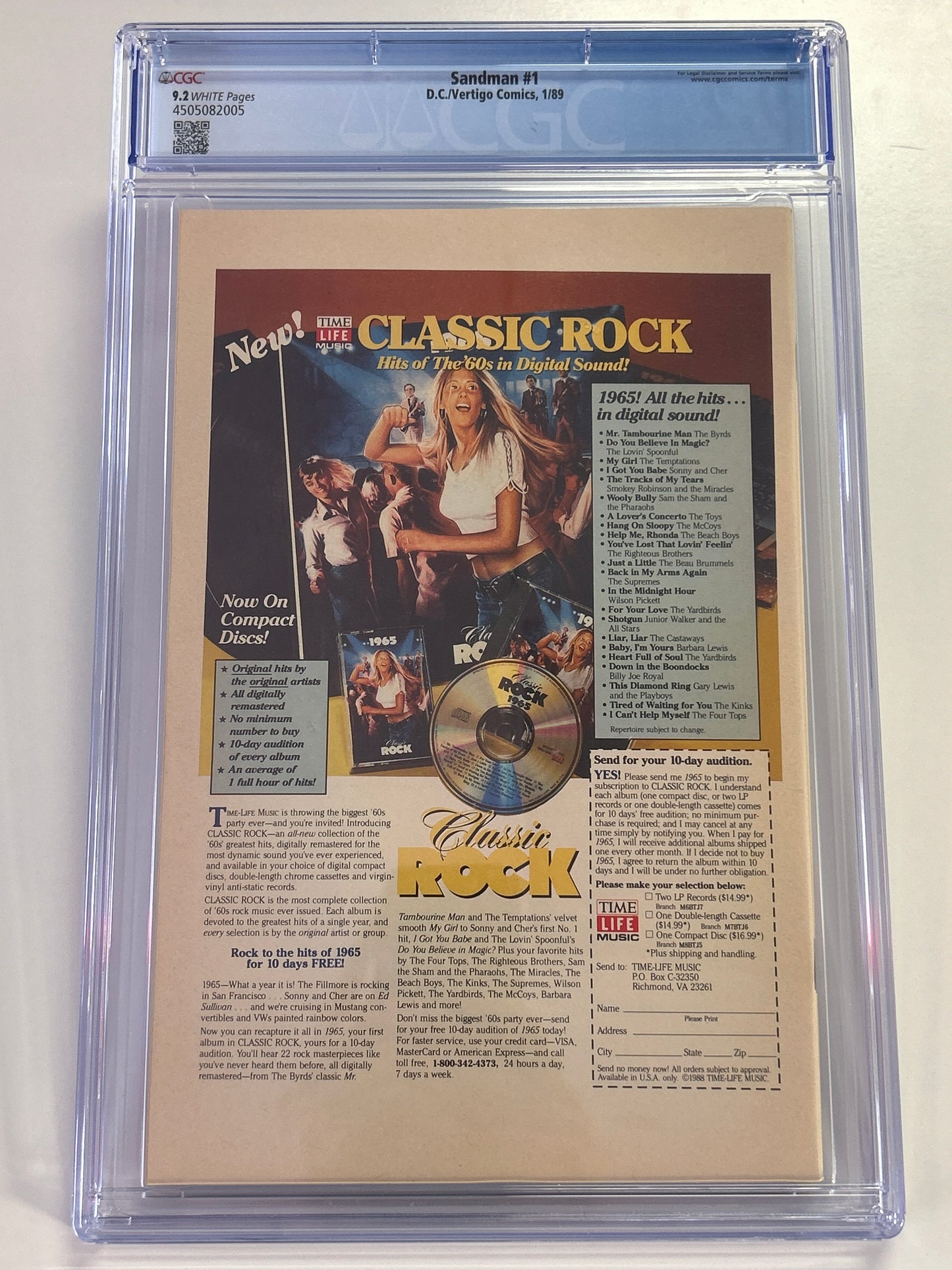 DC/VERTIGO COMICS SANDMAN #1 1ST APPEARANCE OF MORPHEUS CGC 9.2 WP