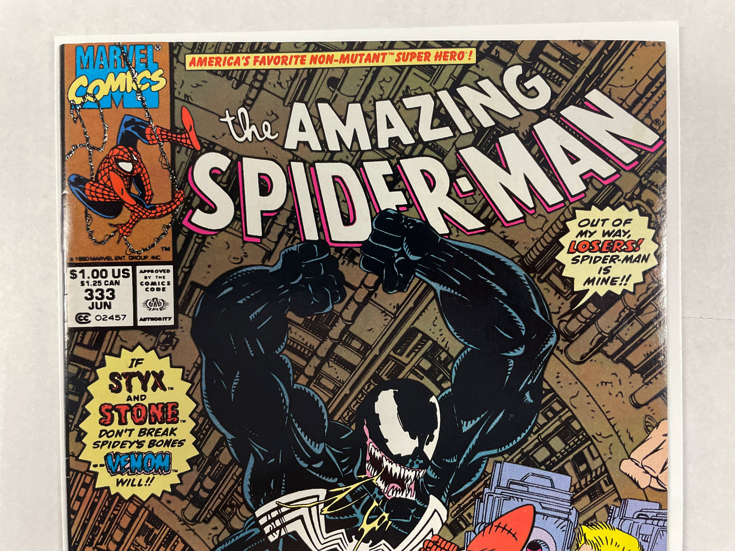 AMAZING SPIDER-MAN #333 (1990, ERIK LARSEN VENOM COVER!) NM/MINT 💎 GEM!