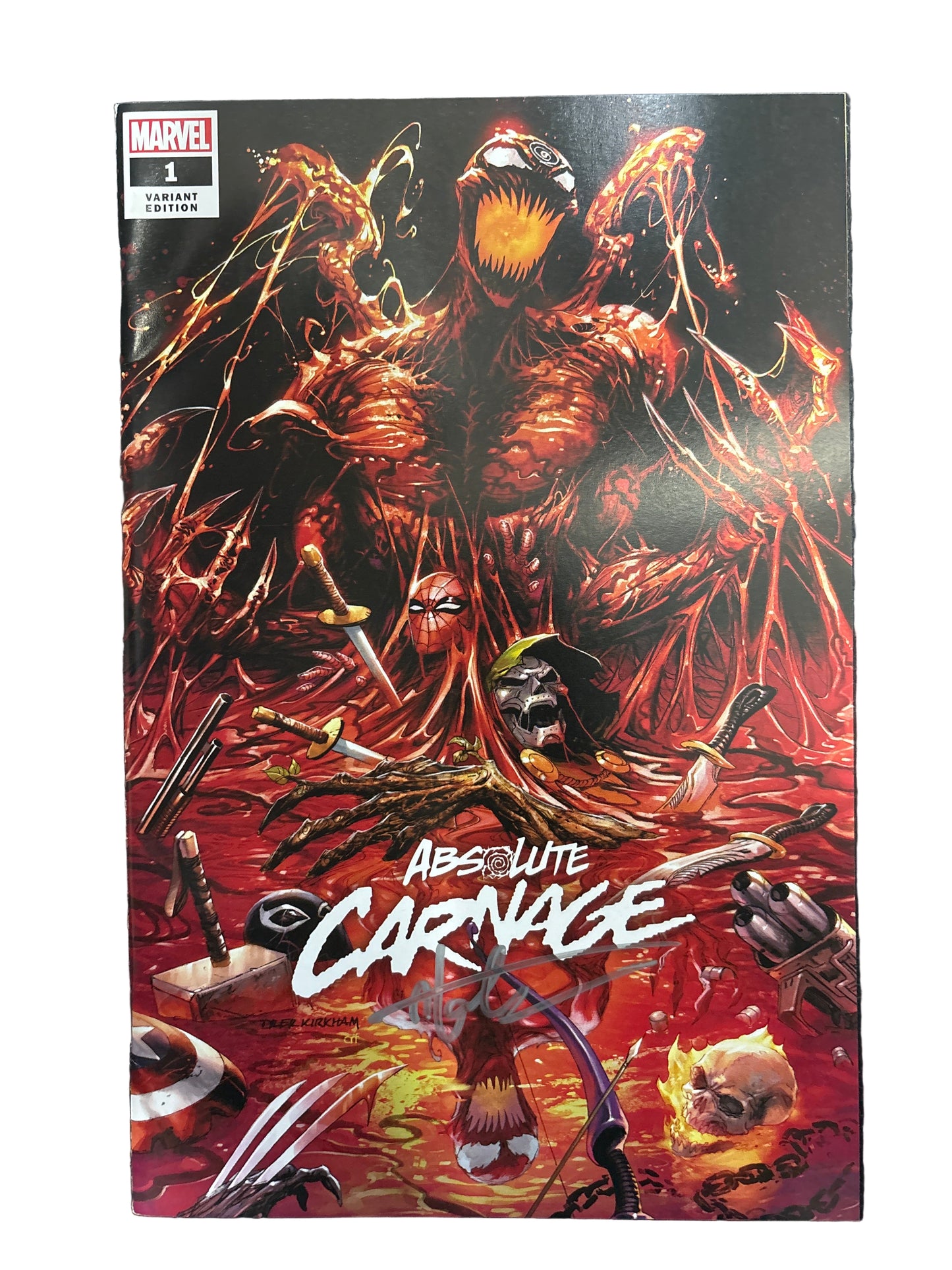 MARVEL ABSOLUTE CARNAGE #1 SIGNED BY TYLER KIRKHAM WITH CERTIFICATE OF AUTHENTICITY