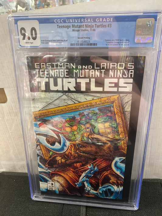 MIRAGE STUDIOS TEENAGE MUTANT NINJA TURTLES #3 (1988) SECOND PRINTING CGC 9.0 WP