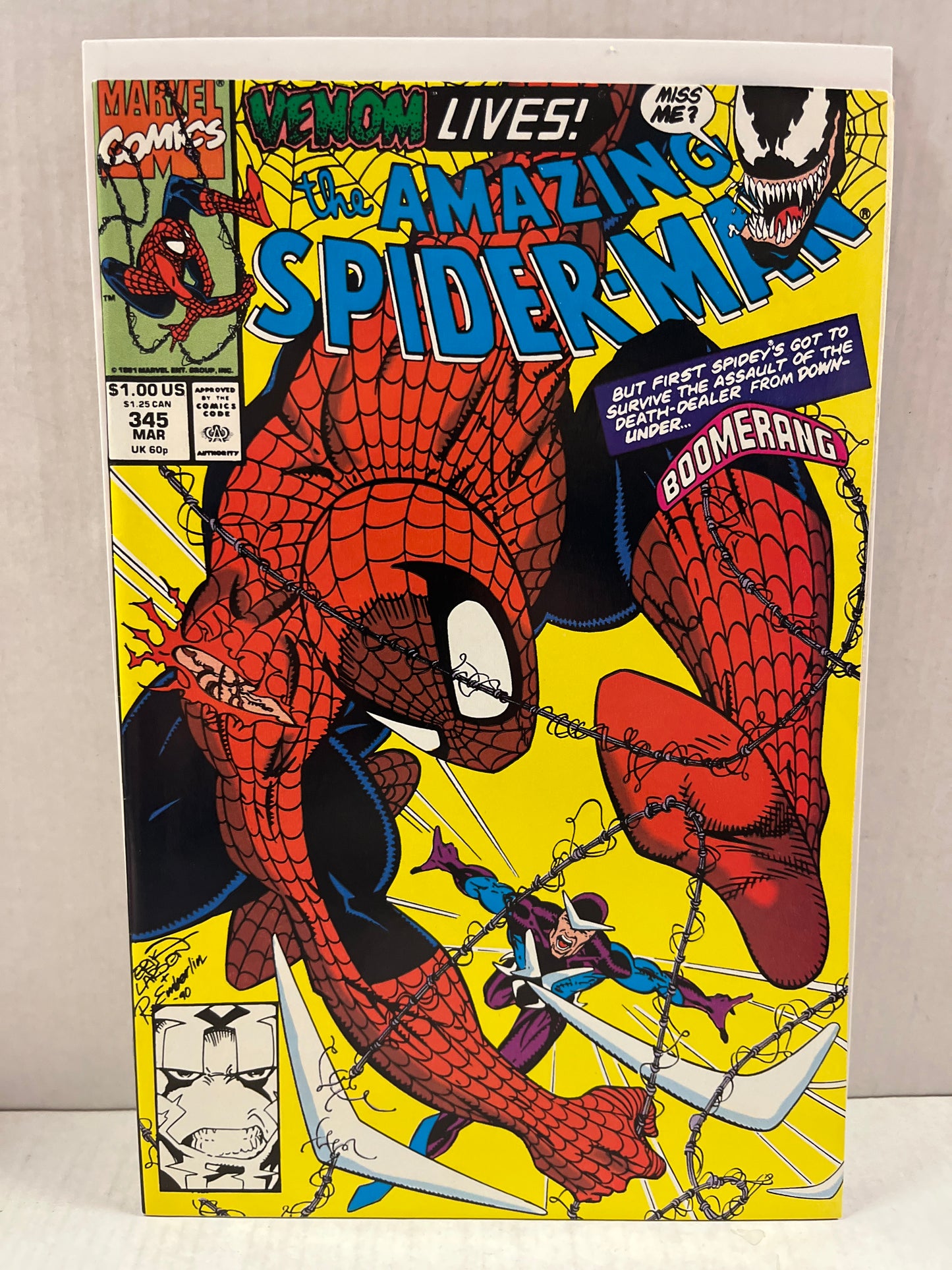 AMAZING SPIDER-MAN #345 NM/MINT (1991 LARSEN) VENOM KEY!