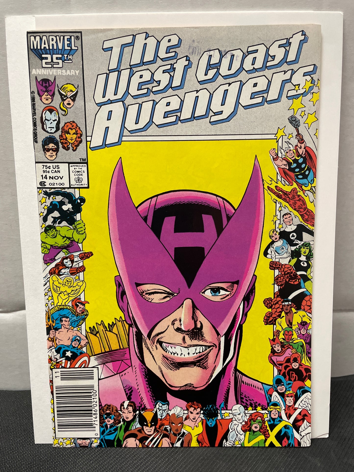 WEST COAST AVENGERS #14 (1986, NEWSSTAND) MARVEL’S 25th COVER! NM+