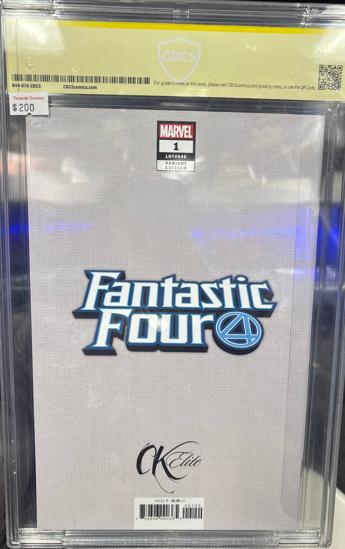CBCS 9.8 MARVEL COMICS FANTASTIC FOUR #1 CK ELITE EXCLUSIVE VARIANT SIGNED BY DONNY CATES & GREG LAND