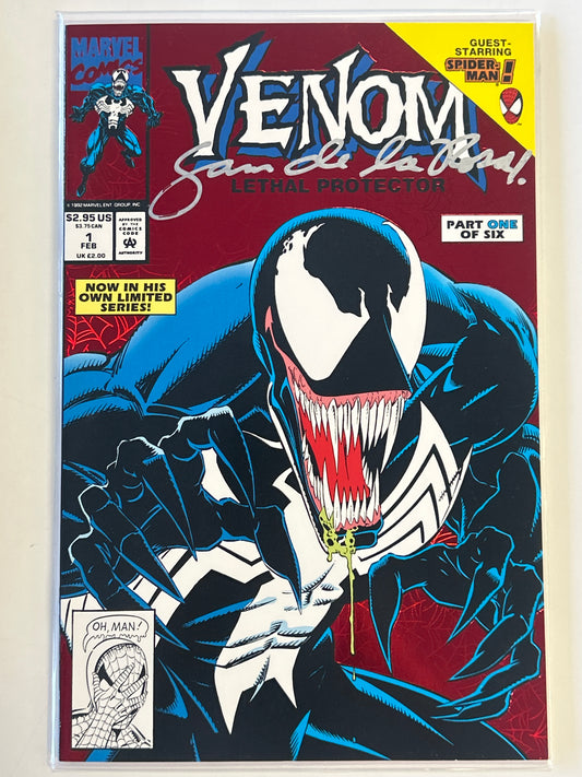 MARVEL COMICS VENOM LETHAL PROTECTOR #1 (1993) SIGNED SAM DE LA ROSA NEAR MINT
