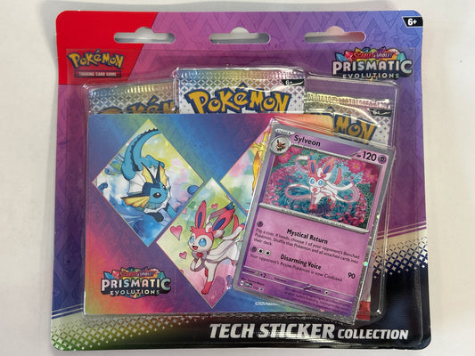 POKÉMON TCG SCARLET & VIOLET PRISMATIC EVOLUTIONS TECH STICKER COLLECTION 3 PACK BLISTER