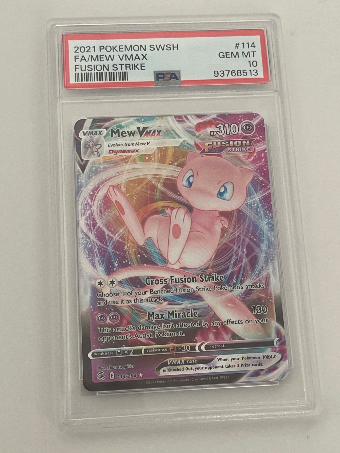 2021 POKEMON SWORD & SHIELD MEW VMAX FUSION STRIKE PSA 10