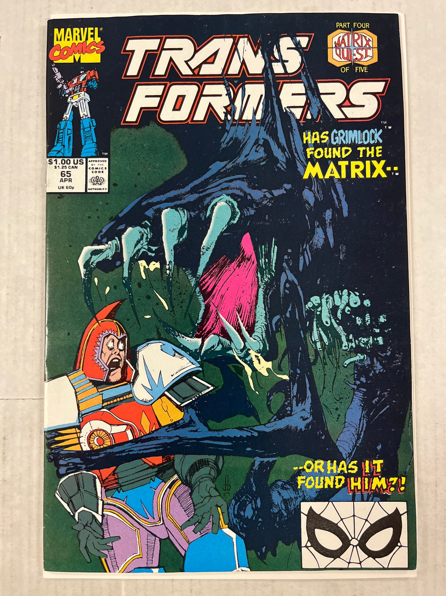 TRANSFORMERS #65 VF BEAUTY! HTF LOW PRINT COMIC! (1990, GRIMLOCK COVER)