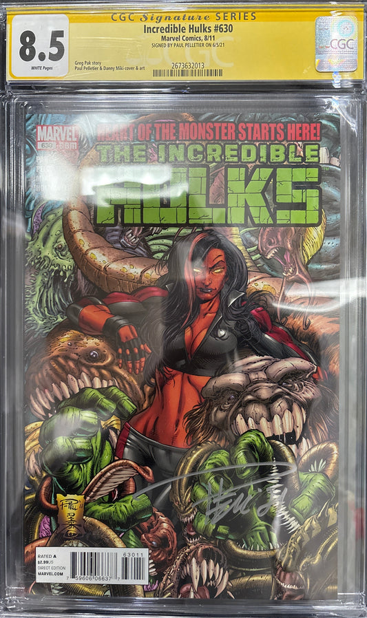 CGC SIGNATURE SERIES 8.5 MARVEL COMICS INCREDIBLE HULKS #630 8/11 SIGNED BY PAUL PELLETIER